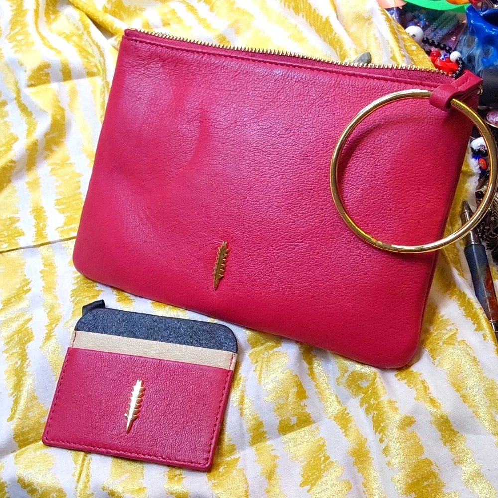 Thacker New York clutch. Red with cc card holder